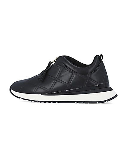 360 degree animation of product Black quilted front zip trainers frame-4