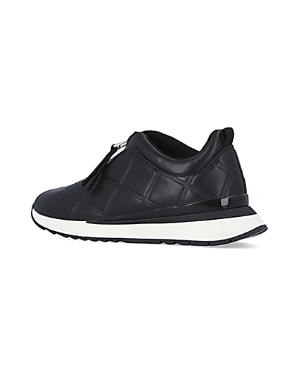 360 degree animation of product Black quilted front zip trainers frame-5