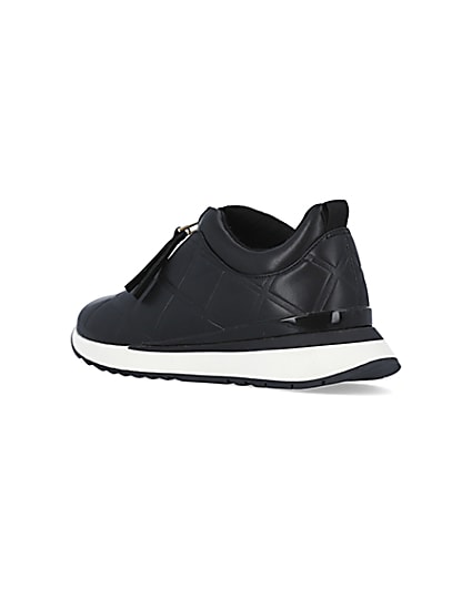 360 degree animation of product Black quilted front zip trainers frame-6