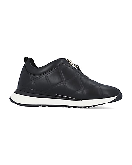 360 degree animation of product Black quilted front zip trainers frame-16