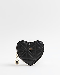 Black quilted heart pouch purse