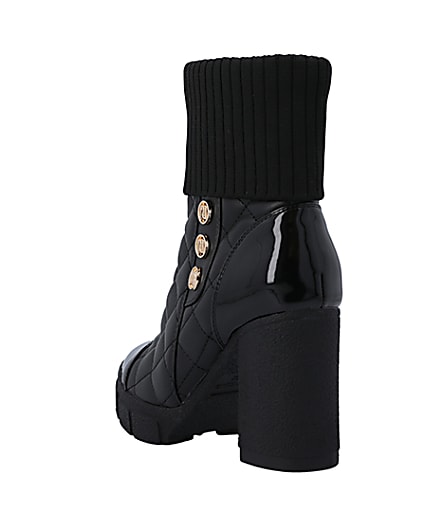 360 degree animation of product Black quilted heeled ankle boot frame-7