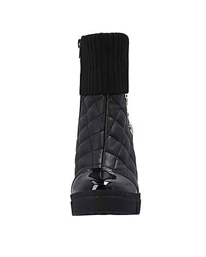 360 degree animation of product Black quilted heeled ankle boot frame-21