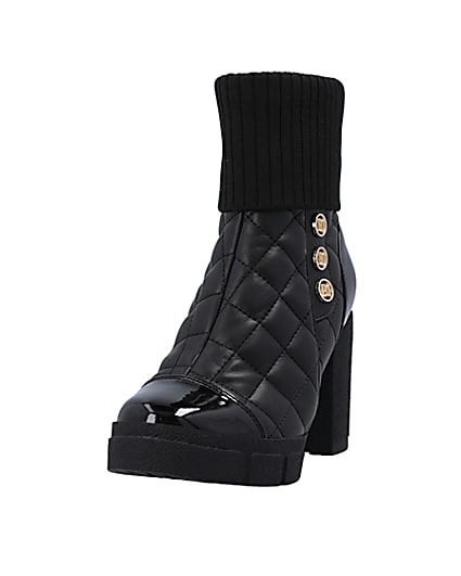360 degree animation of product Black quilted heeled ankle boot frame-23