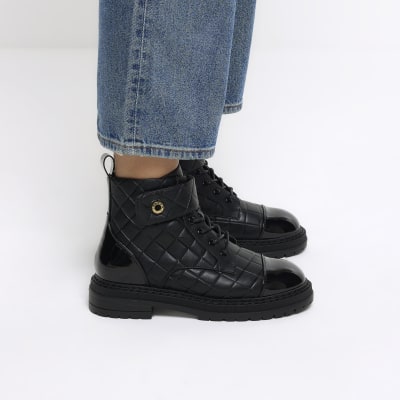 River island black on sale lace up boots