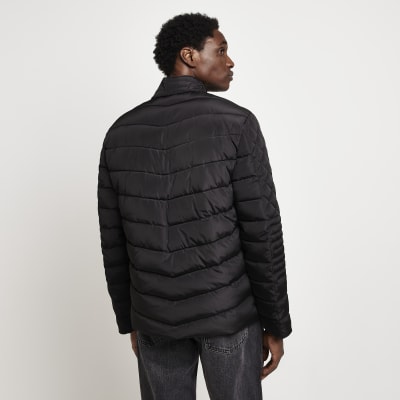 Black Quilted liner jacket River Island