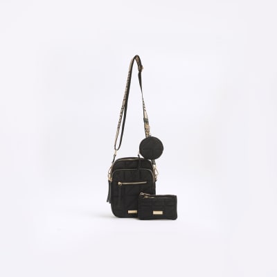 River island black messenger bag online