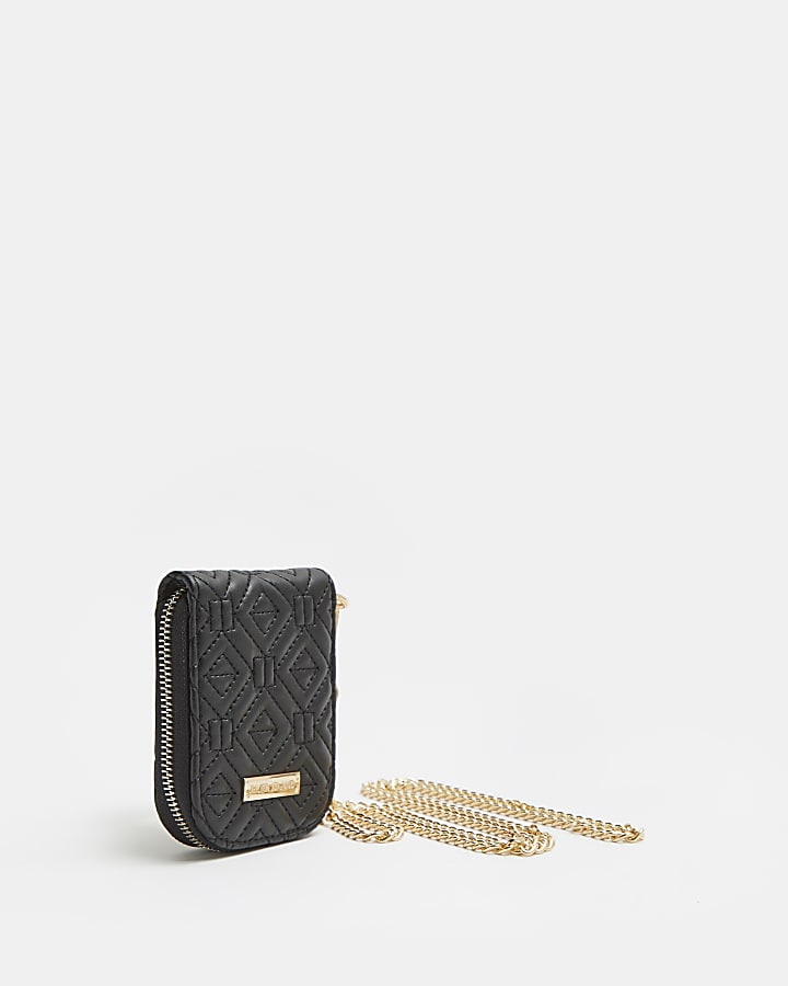 Black quilted mini cross body bag
