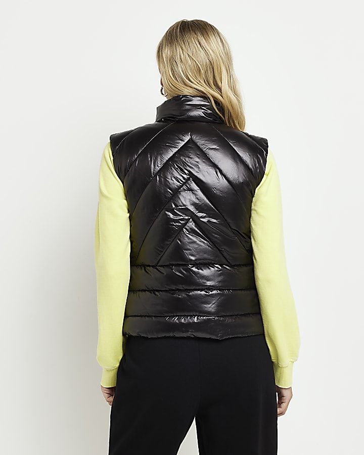 Black quilted padded gilet
