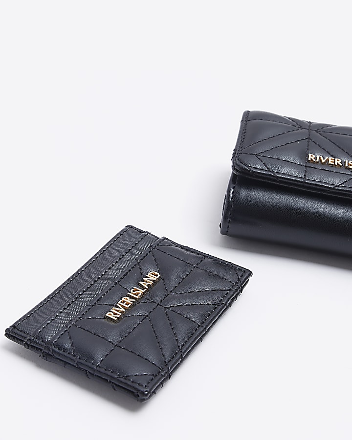 Black quilted purse and cardholder bundle