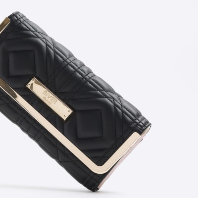 Black quilted purse River Island