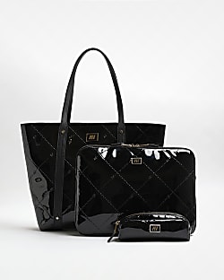 Black quilted shopper bag bundle