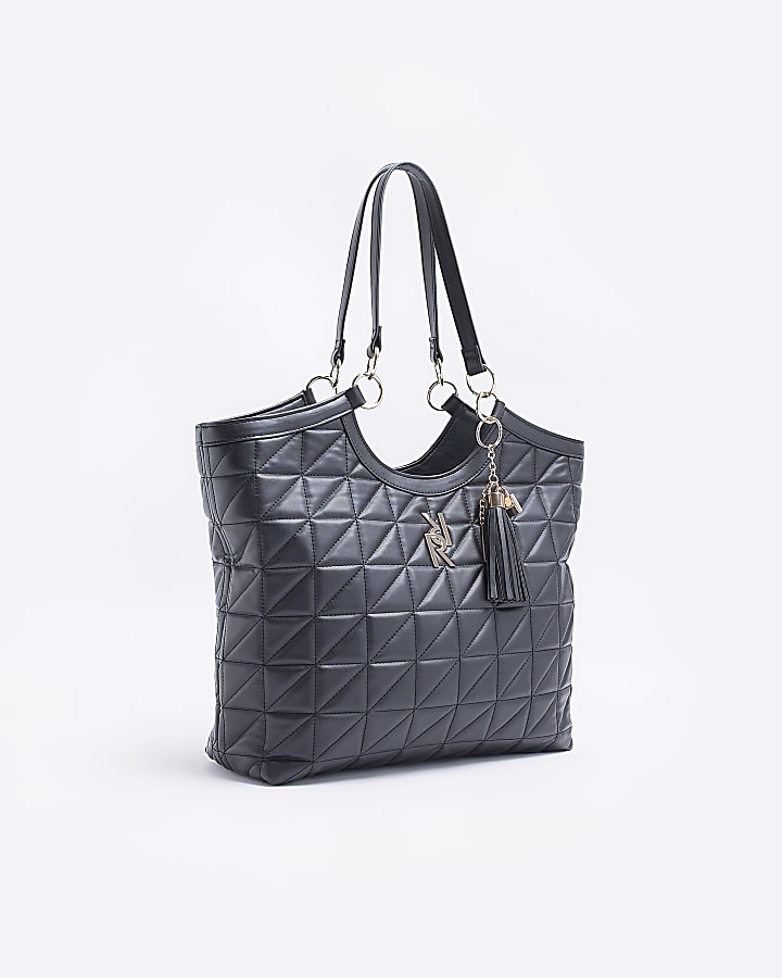 Black quilted shopper bag