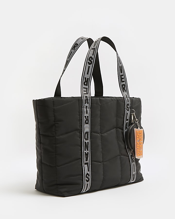 Black quilted shopper bag