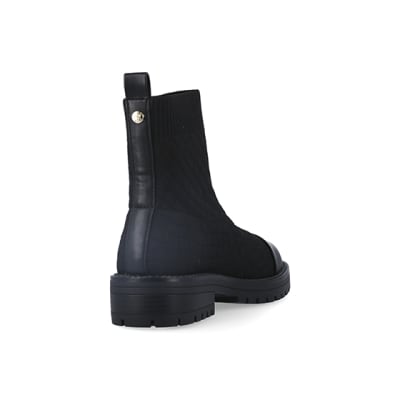 Flat black shop sock boots