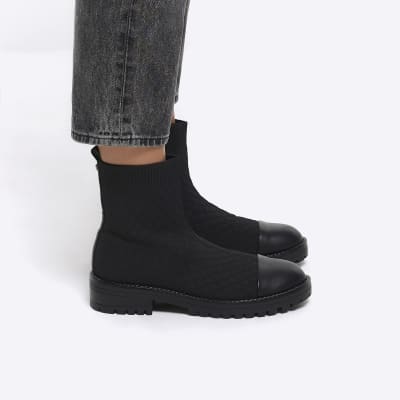 River island clearance black sock boots