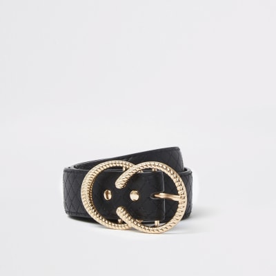 black double ring belt