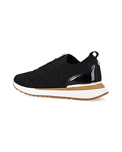 360 degree animation of product Black quilted zip trainers frame-5