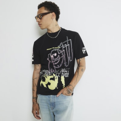 Black Regular Fit 1977 Summer Grunge T-Shirt
