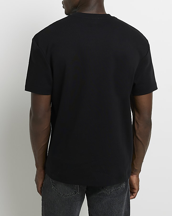 Black regular fit Abstraite graphic t-shirt