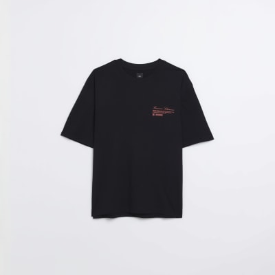 Black regular fit back graphic t-shirt