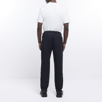 Black regular fit belted cargo joggers | River Island