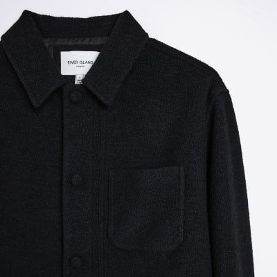 Black regular fit boucle jacket