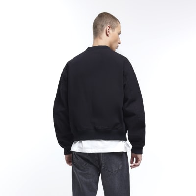 Black regular fit canvas MA1 bomber jacket