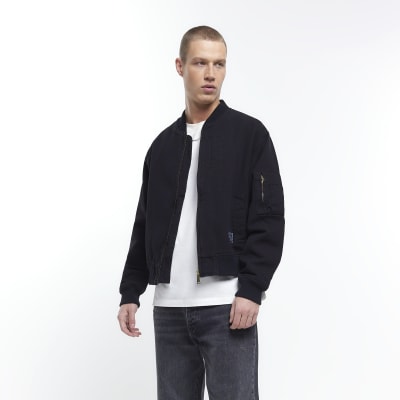 Black regular fit canvas MA1 bomber jacket River Island