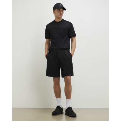 Black Regular Fit Cargo Shorts