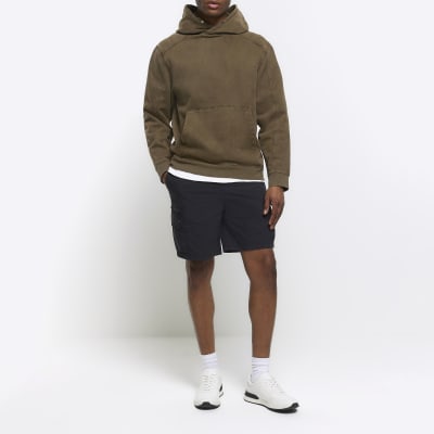Black regular fit cargo shorts River Island