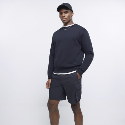 Black regular fit cargo shorts River Island