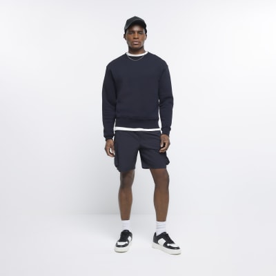Black regular fit cargo shorts