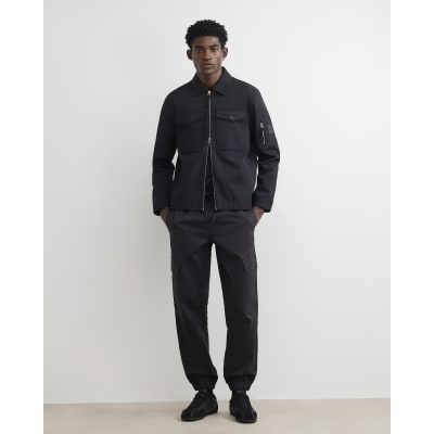 Black Regular Fit Cargo Trousers