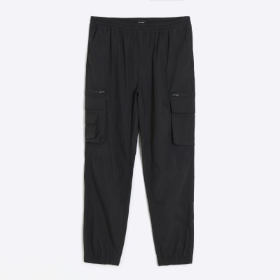 Black regular fit cargo trousers