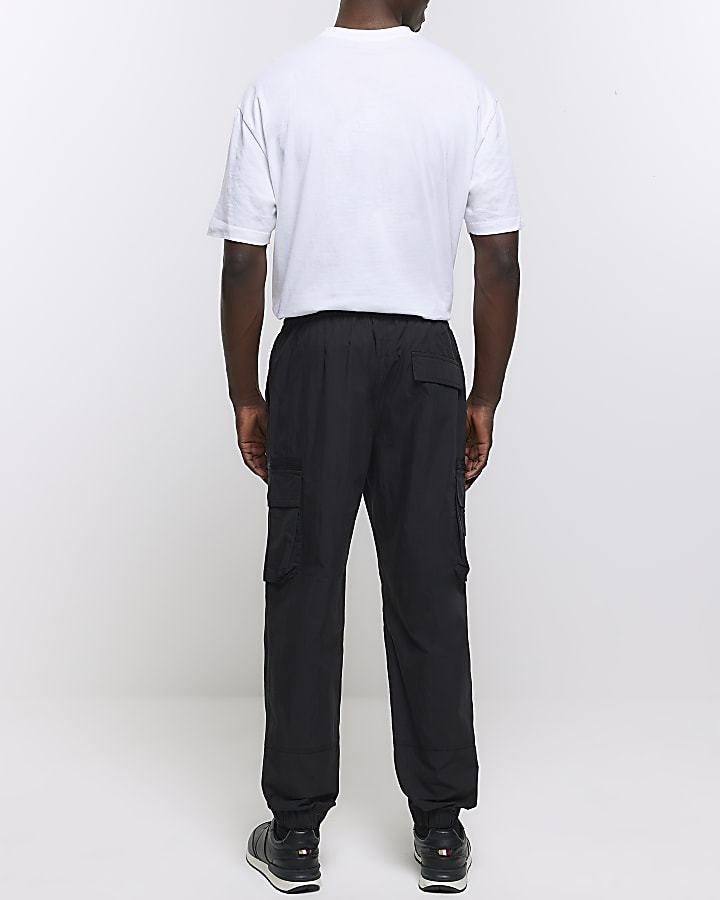 Black regular fit cargo trousers