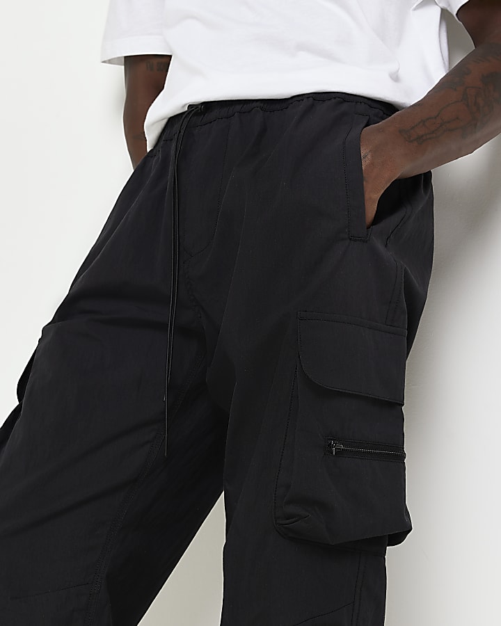Black Regular fit Cargo Trousers