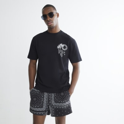 Black Regular Fit Casa Hotel Beaded T-Shirt
