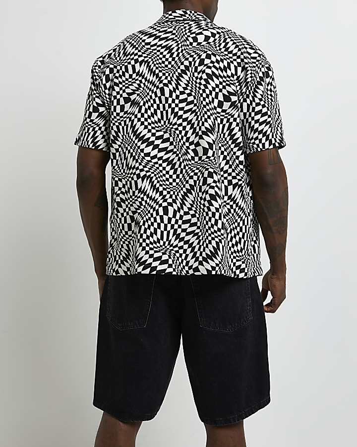 Black Regular fit check short sleeve Shirt