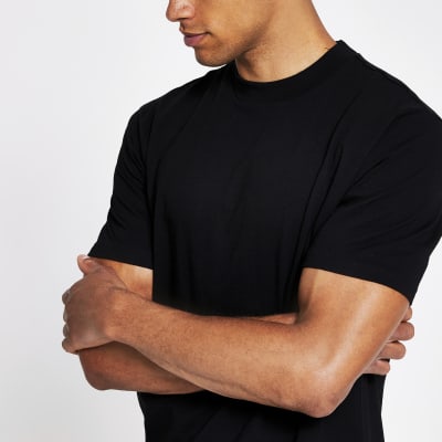 Black regular fit crew neck t-shirt | River Island