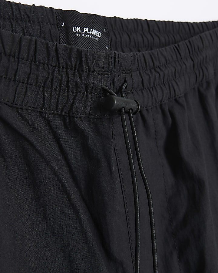Black regular fit cuffed cargo trousers