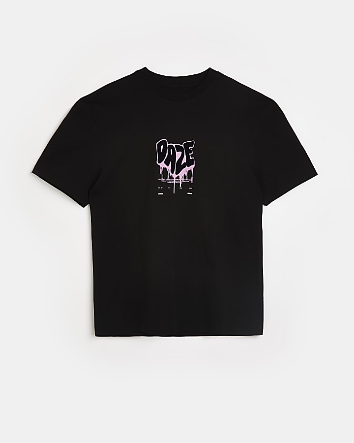 Black Regular fit daze graphic t-shirt