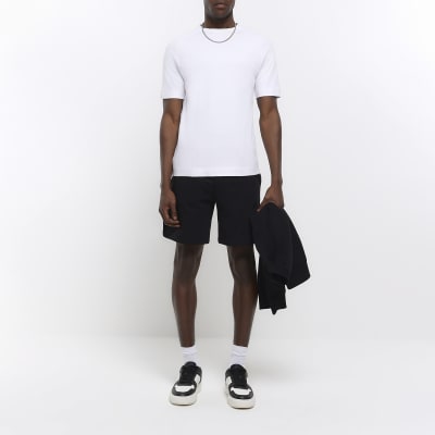 Black regular fit embroidered shorts River Island