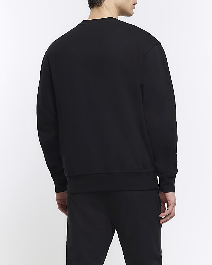 Black regular fit embroidered sweatshirt | River Island