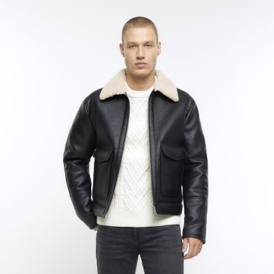 River Island Men's Quilted Bomber Jacket