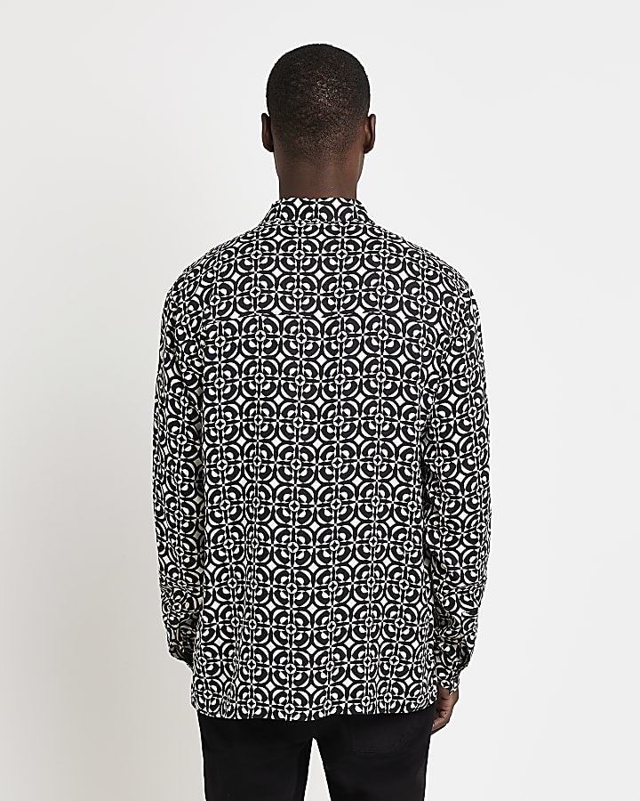 Black Regular fit Geometric long sleeve Shirt
