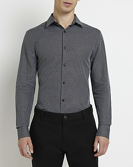 Black Regular fit geometric print shirt
