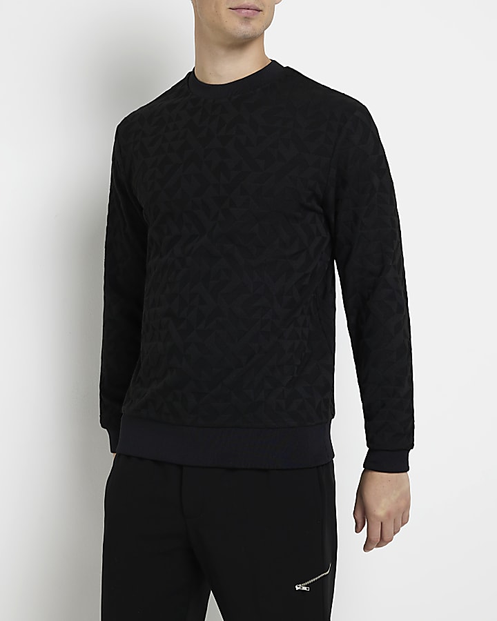 Black Regular fit Geometric sweatshirt