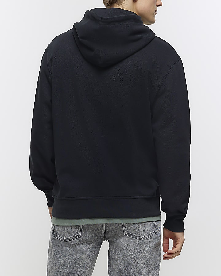 Black regular fit graphic hoodie | River Island