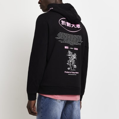 Black Regular fit graphic Hoodie | River Island